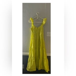 Skies Are Blue Bright Yellow Ruffle Strap Maxi Dress